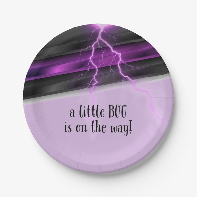 Plato De Papel Gótico Purple Black Halloween Evento Baby Shower (Anverso)