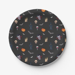 Plato De Papel 🧛 ‍ ♂️ Gótico Vampiro Halloween Papel negro