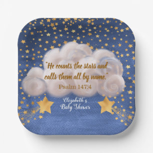 Plato De Papel Grabación de Star Twin Baby Shower
