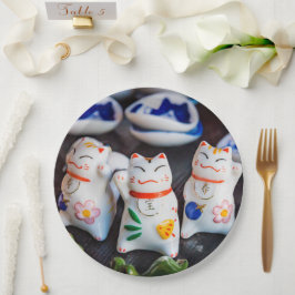 Plato De Papel Grabando figuras de gatos