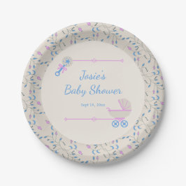 Plato De Papel Grace Blue y Pink