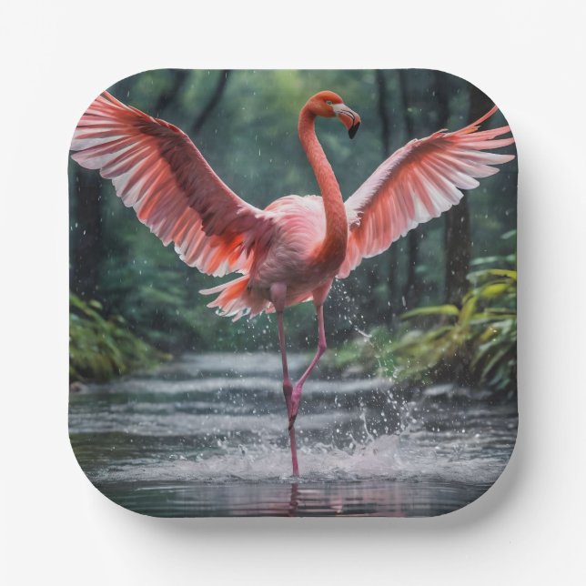 Plato De Papel Grace en Flight: El Riverdance de los flamencos ro (Anverso)