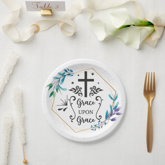 Plato De Papel Grace Upon Grace (Boda)