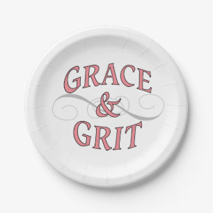 Plato De Papel Grace y Grit en rosa y gris