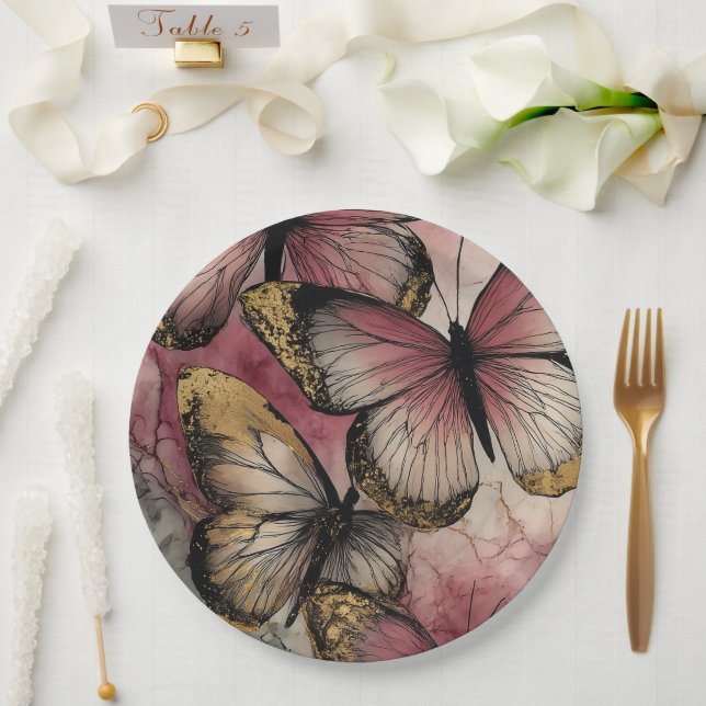 Plato De Papel Gracia de mariposa (Boda)