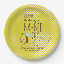 Plato De Papel Gracias BA-BEE Baby Shower Yellow Polkadot