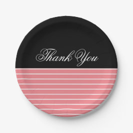 Plato De Papel Gracias Black Pink White Stripes