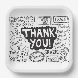 Plato De Papel Gracias En Diferentes Idiomas
