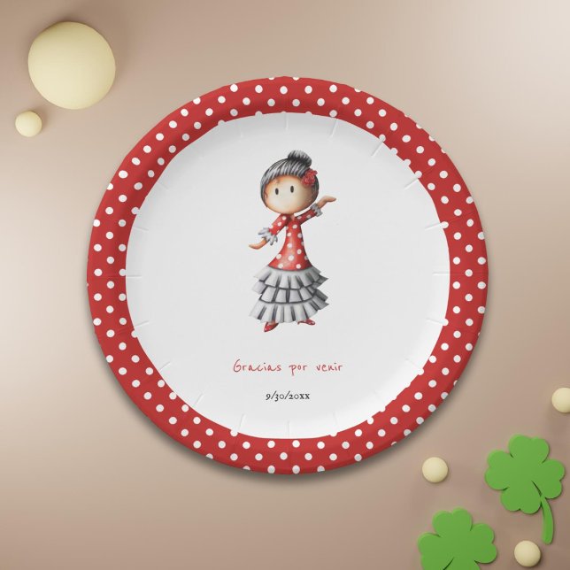 Plato De Papel Gracias España Tema Sevillana Bailarina (Subido por el creador)