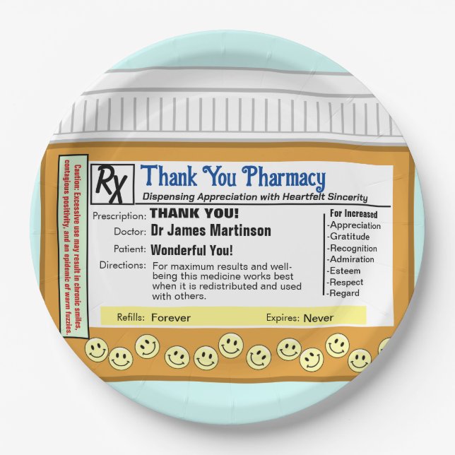 Plato De Papel Gracias Farmacia (Anverso)