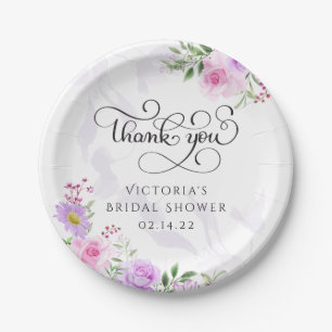 Plato De Papel Gracias Floral Elegant Bridal Shower