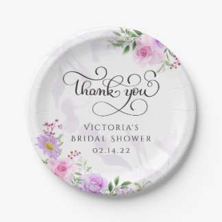 Plato De Papel Gracias Floral Elegant Bridal Shower