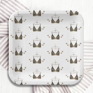Plato De Papel Gracias Lace Watercolor Lingerie Bridal Shower
