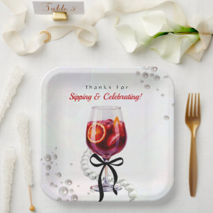 Plato De Papel Gracias por Brindar y Celebrar