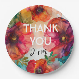 Plato De Papel Gracias Scarlet Petal Elegance