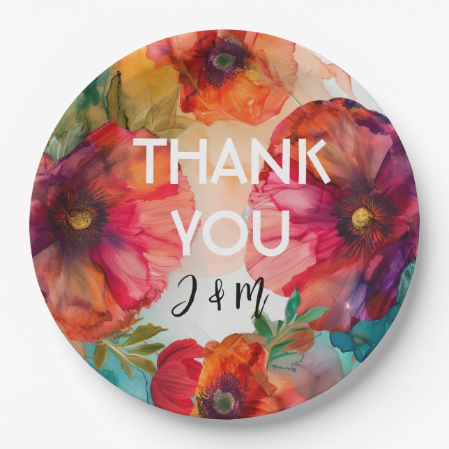 Plato De Papel Gracias Scarlet Petal Elegance (Anverso)