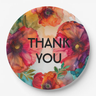 Plato De Papel Gracias Scarlet Petal Elegance