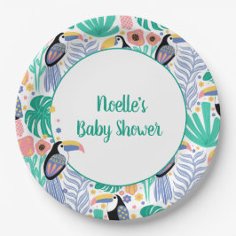 Plato De Papel Gracias Tropical Toucan Bird Baby Shower