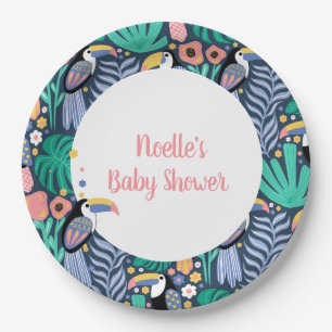 Plato De Papel Gracias Tropical Toucan Bird Baby Shower