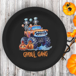 Plato De Papel Graciosa acuarela Skeletons Ghoul Gang Halloween