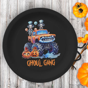 Plato De Papel Graciosa acuarela Skeletons Ghoul Gang Halloween