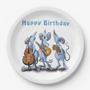 Plato De Papel Graciosa banda romántica de ratón - Feliz cumple