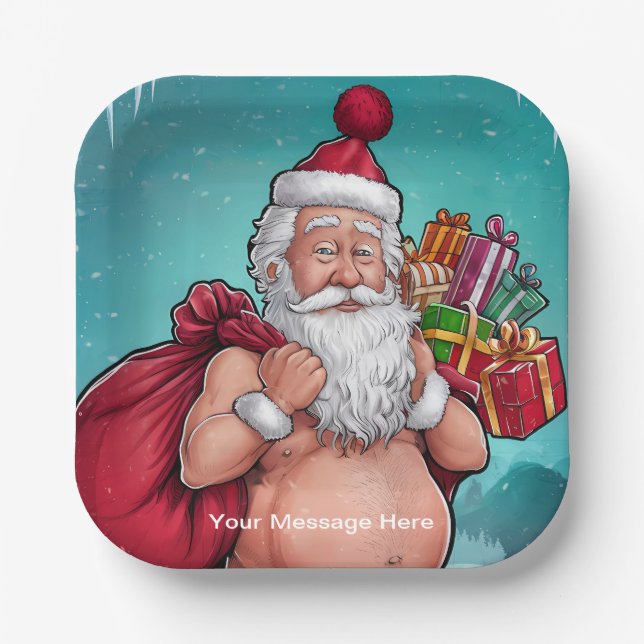 Plato De Papel Graciosa colección de Navidades sucios de Santa (Anverso)