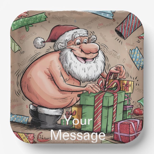 Plato De Papel Graciosa colección de Navidades sucios de Santa (Anverso)