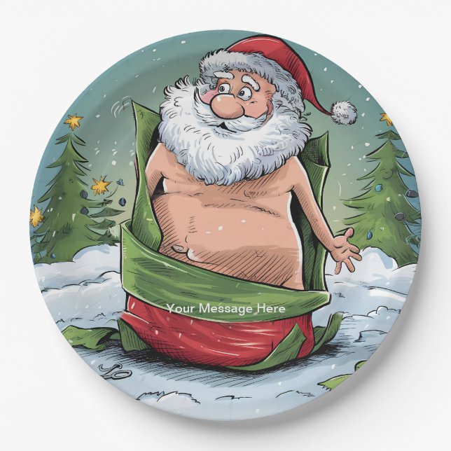 Plato De Papel Graciosa colección de Navidades sucios de Santa (Anverso)