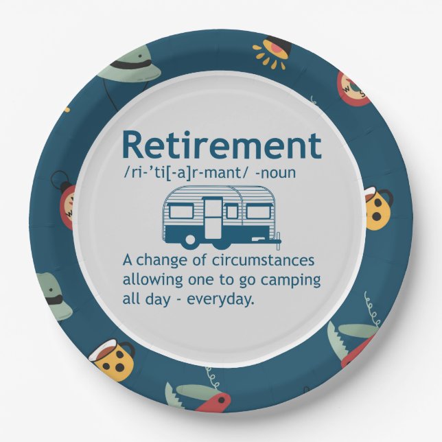 Plato De Papel Graciosa definición de retiro de camping (Anverso)