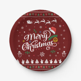 Plato De Papel Graciosa Feliz Navidad