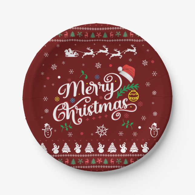 Plato De Papel Graciosa Feliz Navidad (Anverso)