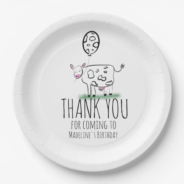 Plato De Papel Graciosa fiesta de cumpleaños de animales de granj (Anverso)