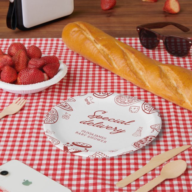Plato De Papel Graciosa pizza de parto especial para bebé (Picnic)