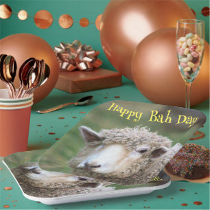 Plato De Papel Graciosa Placa de papel para ovejas de cumpleaños