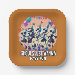 Plato De Papel Graciosas Guías De Halloween Quieren Divertirse Fi