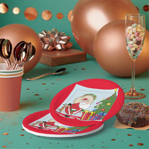 Plato De Papel Graciosas placas de papel de Santa Claus