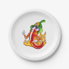 Plato De Papel Gracioso Bombero Chili En Fuego Da Muñecas