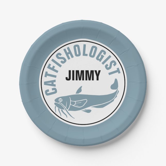 Plato De Papel Gracioso cocinero de pescado frito (Anverso)