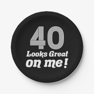 Plato De Papel Gracioso cumpleaños 40 para ella