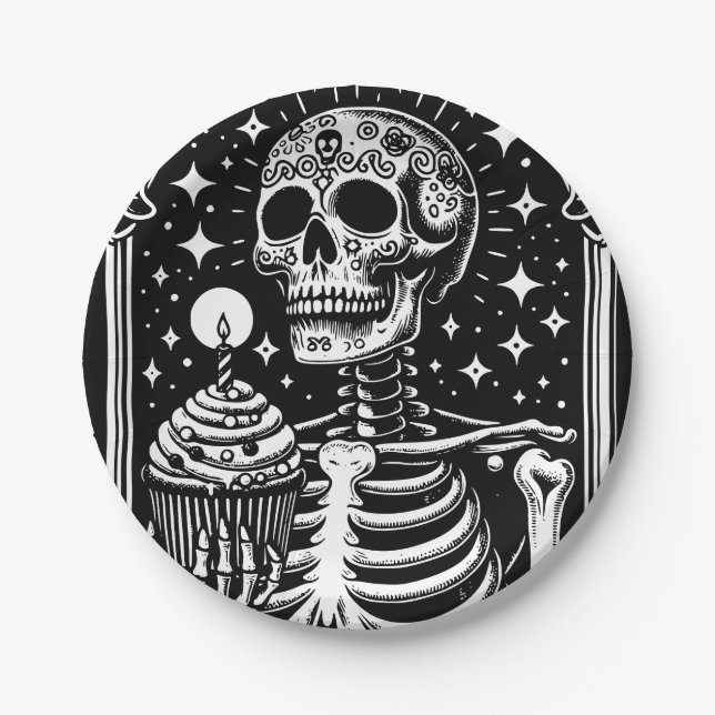 Plato De Papel Gracioso cumpleaños Gothic Tarot (Anverso)