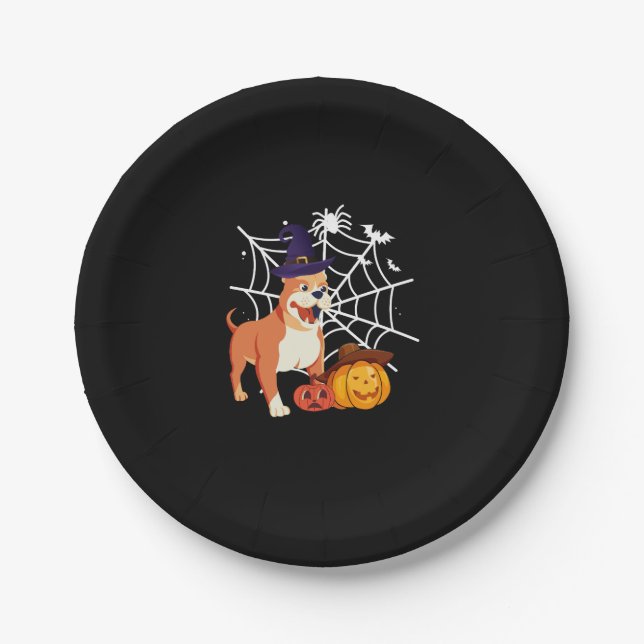 Plato De Papel Gracioso disfraz de Halloween para perros Pitbull (Anverso)