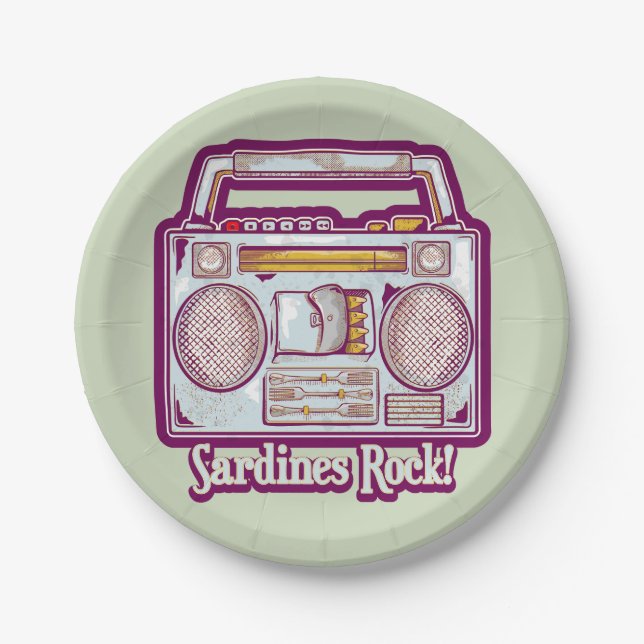 Plato De Papel Gracioso estéreo de sardinas (Anverso)