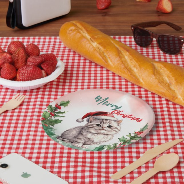 Plato De Papel Gracioso Gatito de Gato guisado de la guirnalda na (Picnic)