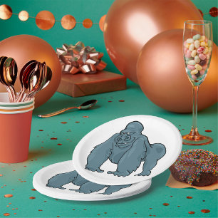 Plato De Papel Gracioso Gorilla Guay Blue Ape Animal Design