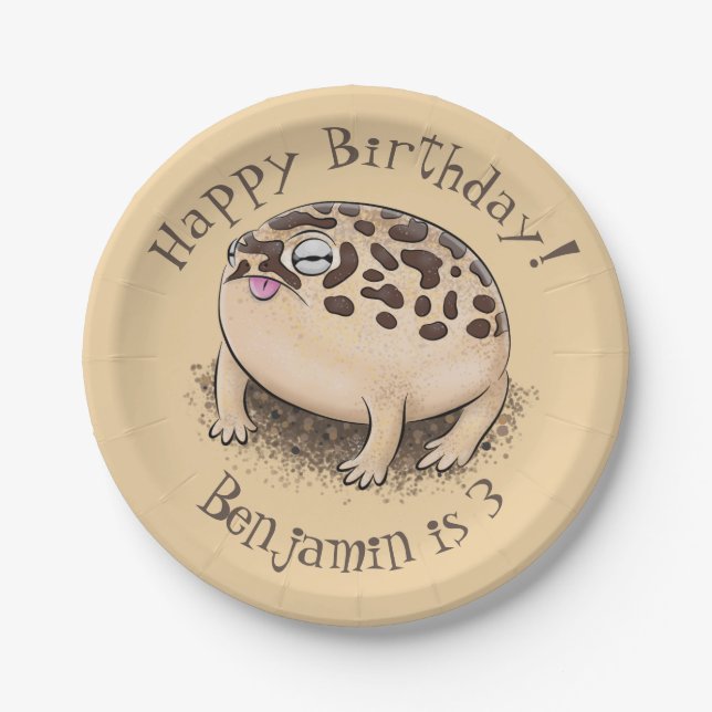 Plato De Papel Gracioso ilustracion personalizado de rana de lluv (Anverso)