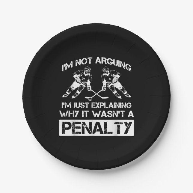 Plato De Papel Gracioso jugador de hockey sobre hielo discute la  (Anverso)