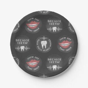 Plato De Papel Gracioso patrón dentista - Higienista dental curad