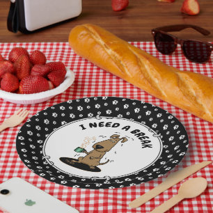 Plato De Papel Gracioso perro de la vena nerviosa nerviosa en el