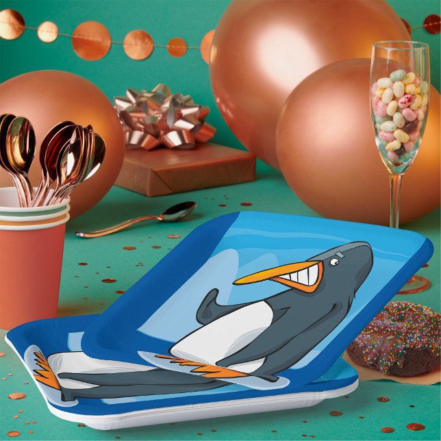 Plato De Papel Gracioso Personalizado de Pingüinos Enfadados, Gua (Subido por el creador)